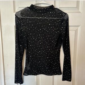 Black Sparkle Long Sleeve Top